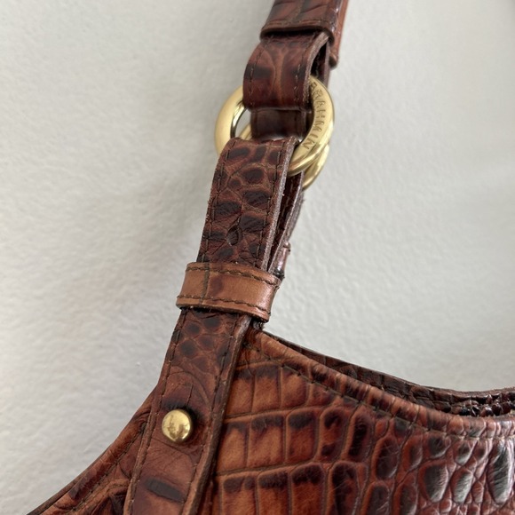 Brahmin Toasted Almond Shoulder  Croc Handbag Jacqueline Purse Bag Vintage - Picture 3 of 14